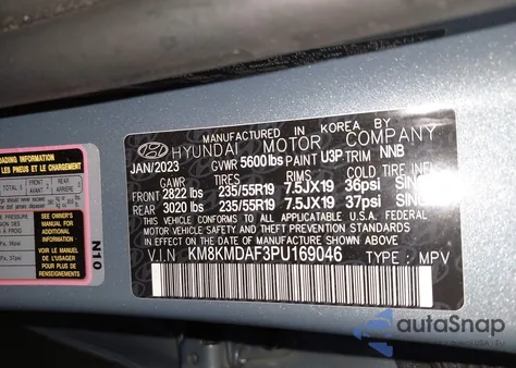 2023 Hyundai Ioniq 5 Se z USA, uszkodzony, nr VIN KM8KMDAF3PU169046